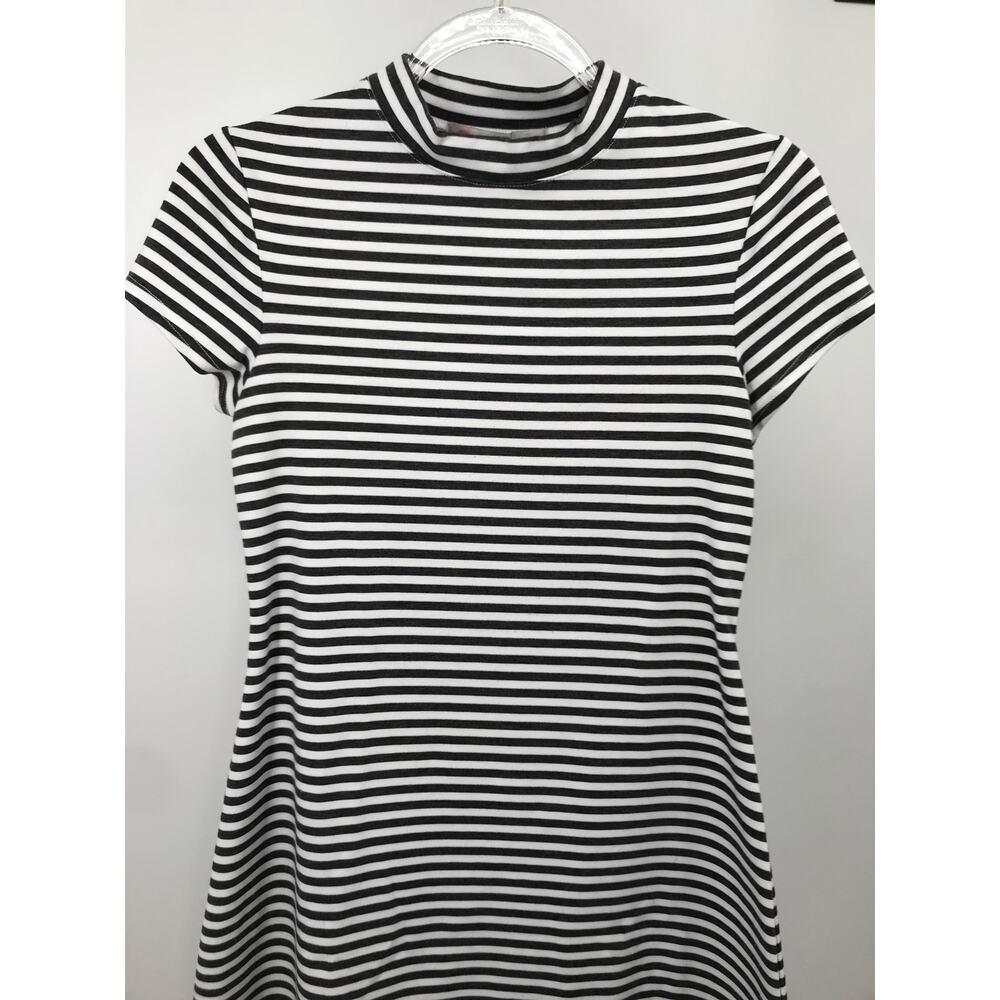 Free People Beach Gray White Striped Mock Neck T-Shirt Dress Size S - Picture 4 of 11